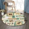 Animals Pattern Round Carpet Floor Rug Living Room Bedroom Decor Round Area Rug Carpet