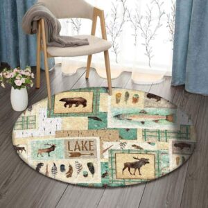 Animals Pattern Round Carpet Floor Rug Living Room Bedroom Decor Round Area Rug Carpet