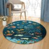 Animals Underwater Round Carpet Floor Rug Living Room Bedroom Decor Round Area Rug Carpet