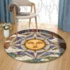 Antique Sun Round Carpet Floor Rug Living Room Bedroom Decor Round Area Rug Carpet