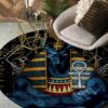 Anubis Pattern Round Carpet Floor Rug Living Room Bedroom Decor Round Area Rug Carpet
