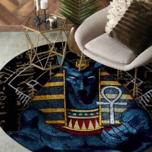 Anubis Pattern Round Carpet Floor Rug Living Room Bedroom Decor Round Area Rug Carpet