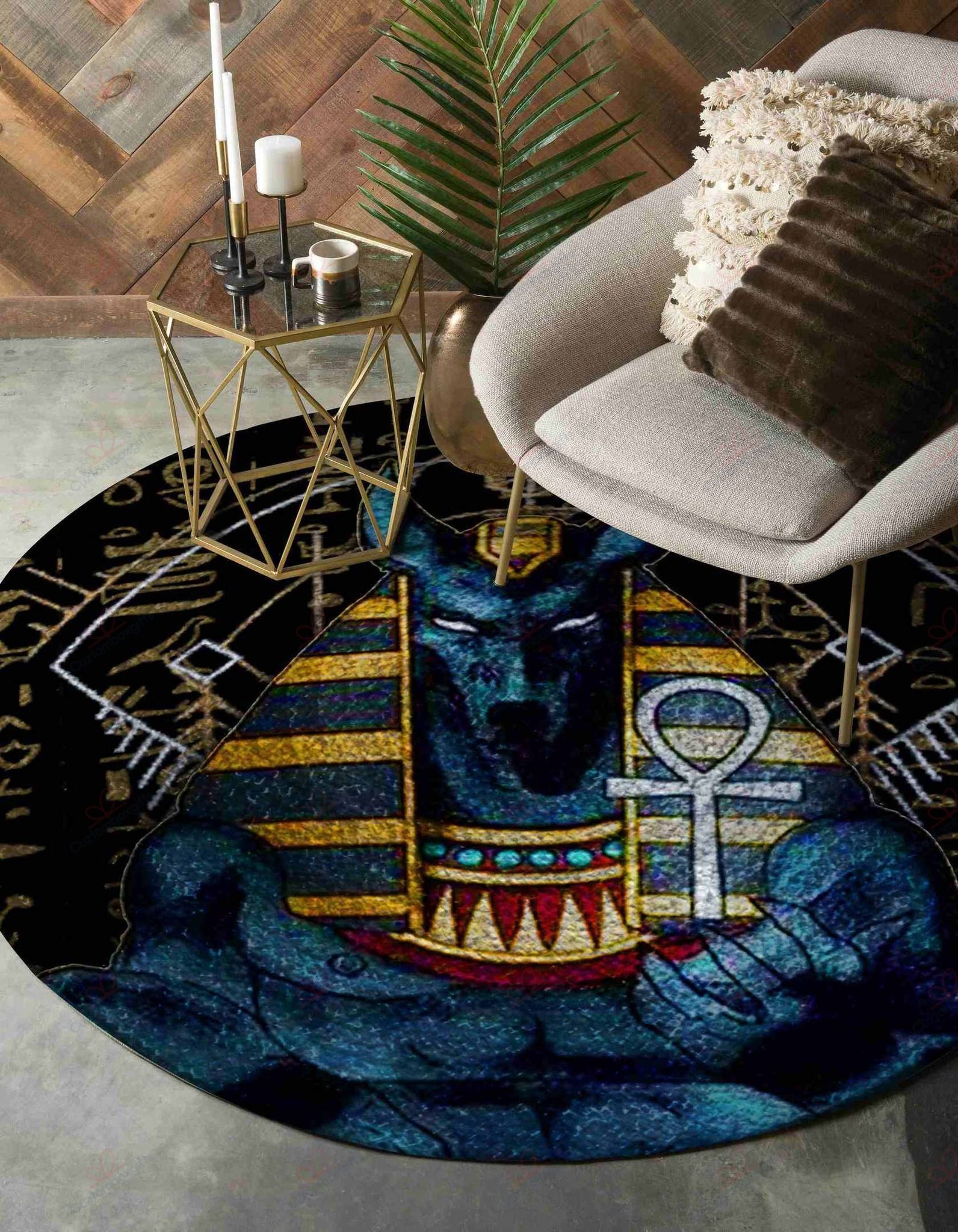 Anubis Pattern Round Carpet Floor Rug Living Room Bedroom Decor Round Area Rug Carpet Anubis Pattern Round Carpet Floor Rug Living Room Bedroom Decor Round Area Rug Carpet