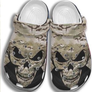 Army Skull Crocs Clog Shoes Crocbland Clog Gifts For Men Son Father Day