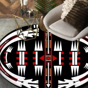 Arrow Pattern Native American Design Round Carpet Floor Rug Living Room Bedroom Decor Round Area Rug Carpet