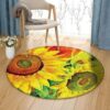 Art Sunflower Garden Round Carpet Floor Rug Living Room Bedroom Decor Round Area Rug Carpet