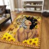 Artistic Black Woman Sunflower Rug Sport Decor Gift Floor Decor Living Room Carpet Rug Area Rug - 2f910af3beba