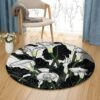 Arum Lily Round Carpet Floor Rug Living Room Bedroom Decor Round Area Rug Carpet