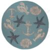 Ashore Blue Gray Round Carpet Floor Rug Living Room Bedroom Decor Round Area Rug Carpet