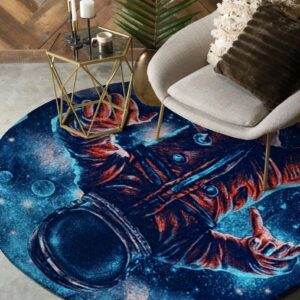 Astronaut Painting 1 Round Carpet Floor Rug Living Room Bedroom Decor Round Area Rug Carpet