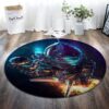 Astronaut Painting Round Carpet Floor Rug Living Room Bedroom Decor Round Area Rug Carpet