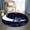Astronaut Playing Guitar On The Moon Round Carpet Floor Rug Living Room Bedroom Decor Round Area Rug Carpet