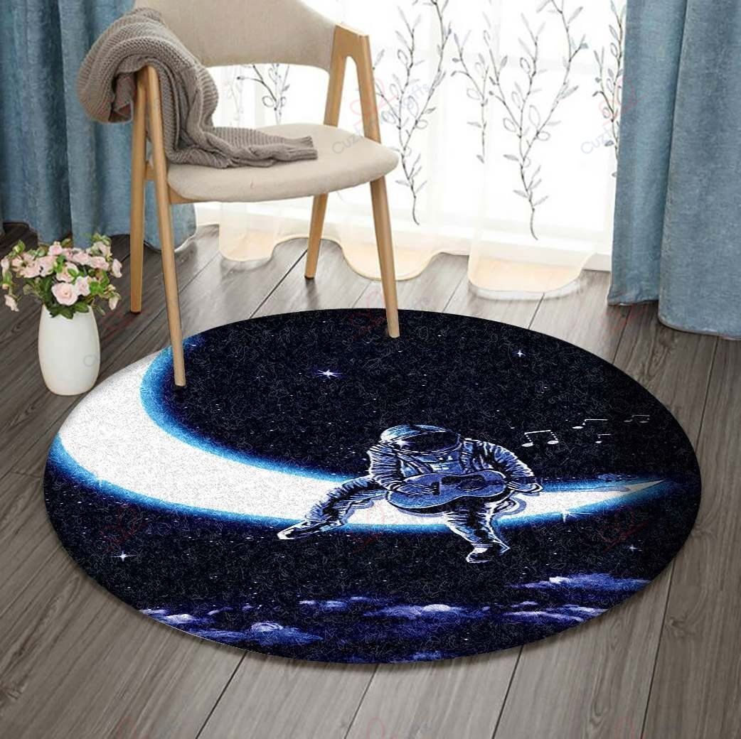 Astronaut Playing Guitar On The Moon Round Carpet Floor Rug Living Room Bedroom Decor Round Area Rug Carpet Astronaut Playing Guitar On The Moon Round Carpet Floor Rug Living Room Bedroom Decor Round Area Rug Carpet