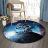 Astronaut Sunflower Planet Universe Round Carpet Floor Rug Living Room Bedroom Decor Round Area Rug Carpet