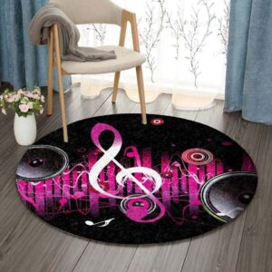 Audio Music Round Carpet Floor Rug Living Room Bedroom Decor Round Area Rug Carpet