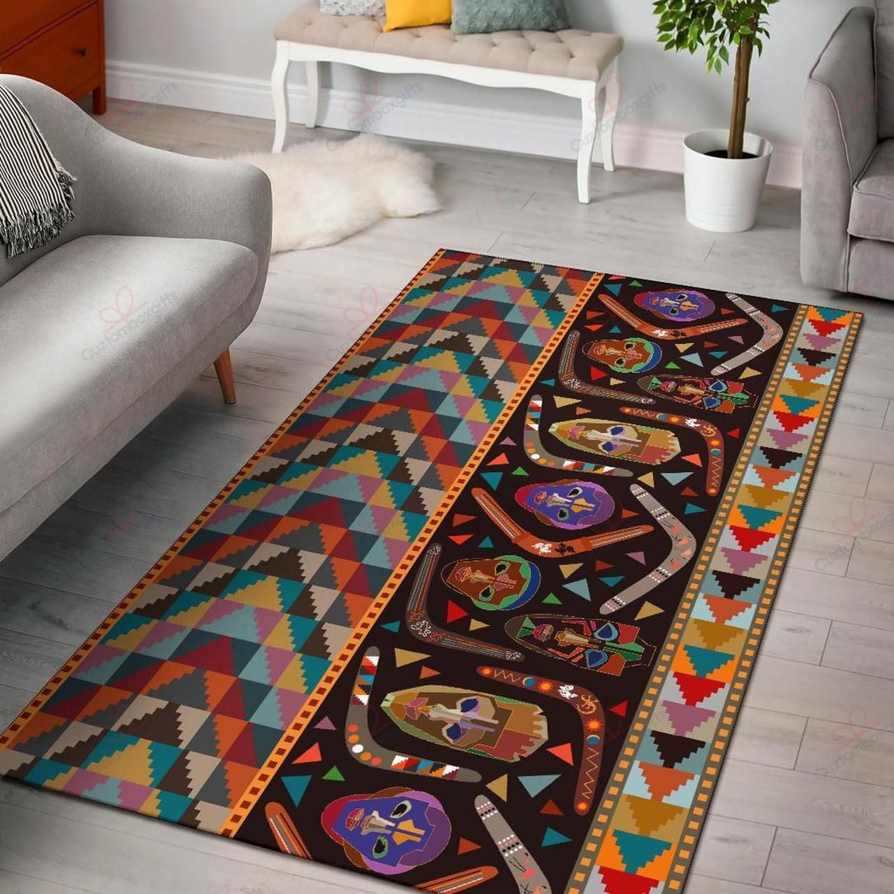Australia Aboriginal Boomerangs With Masks Rug Sport Decor Gift Floor Decor Living Room Carpet Rug Area Rug - e64f08d2d860 Australia Aboriginal Boomerangs With Masks Rug Sport Decor Gift Floor Decor Living Room Carpet Rug Area Rug - e64f08d2d860