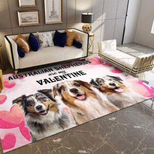 Australian Shepherds Are My Valentine Rug Sport Decor Gift Floor Decor Living Room Carpet Rug Area Rug - 18cf89183a07