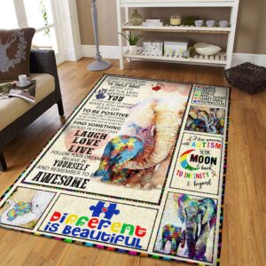 Autism Awareness Elephant Rug Sport Decor Gift Floor Decor Living Room Carpet Rug Area Rug - 98530cb7a51f