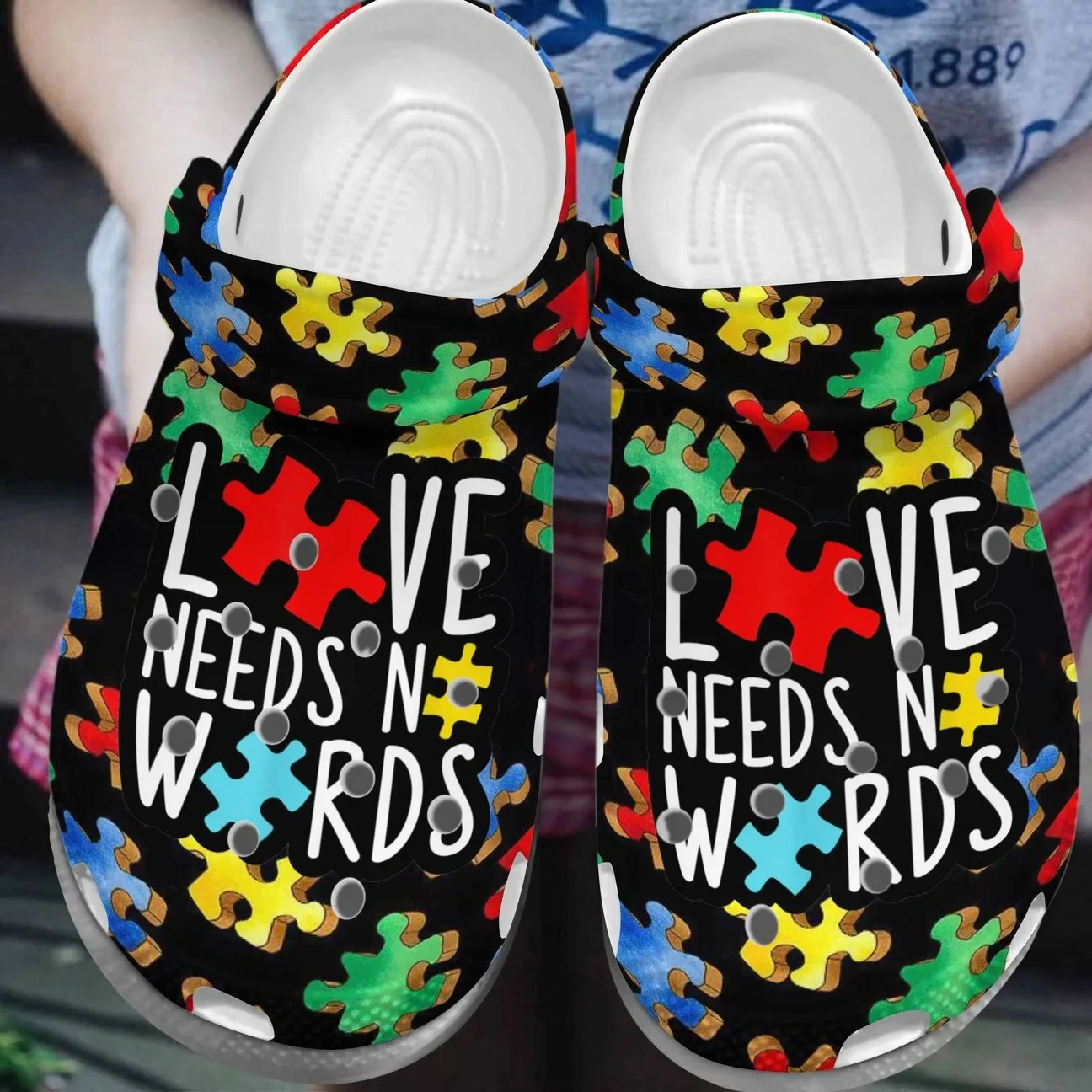 Autism Personalize Clog Custom Crocs Fashionstyle Comfortable For Women Men Kid Print 3D Whitesole Love Needs No Words Autism Personalize Clog Custom Crocs Fashionstyle Comfortable For Women Men Kid Print 3D Whitesole Love Needs No Words