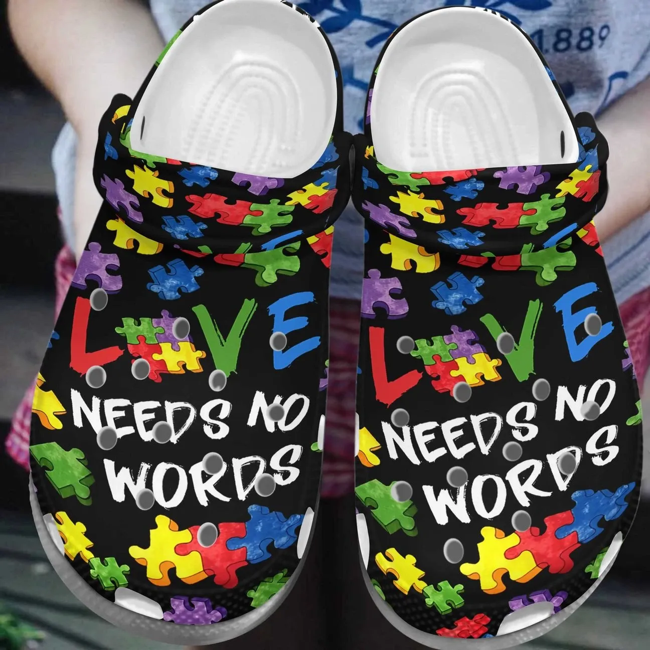 Autism Personalized Clog Custom Crocs Comfortablefashion Style Comfortable For Women Men Kid Print 3D Love Needs No Words 4 Autism Personalized Clog Custom Crocs Comfortablefashion Style Comfortable For Women Men Kid Print 3D Love Needs No Words 4