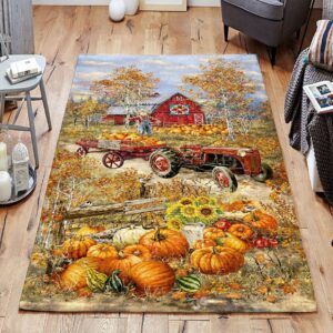 Autumn Fall Red Barn Pumpkin Rug Sport Decor Gift Floor Decor Living Room Carpet Rug Area Rug - d7062db30bfa
