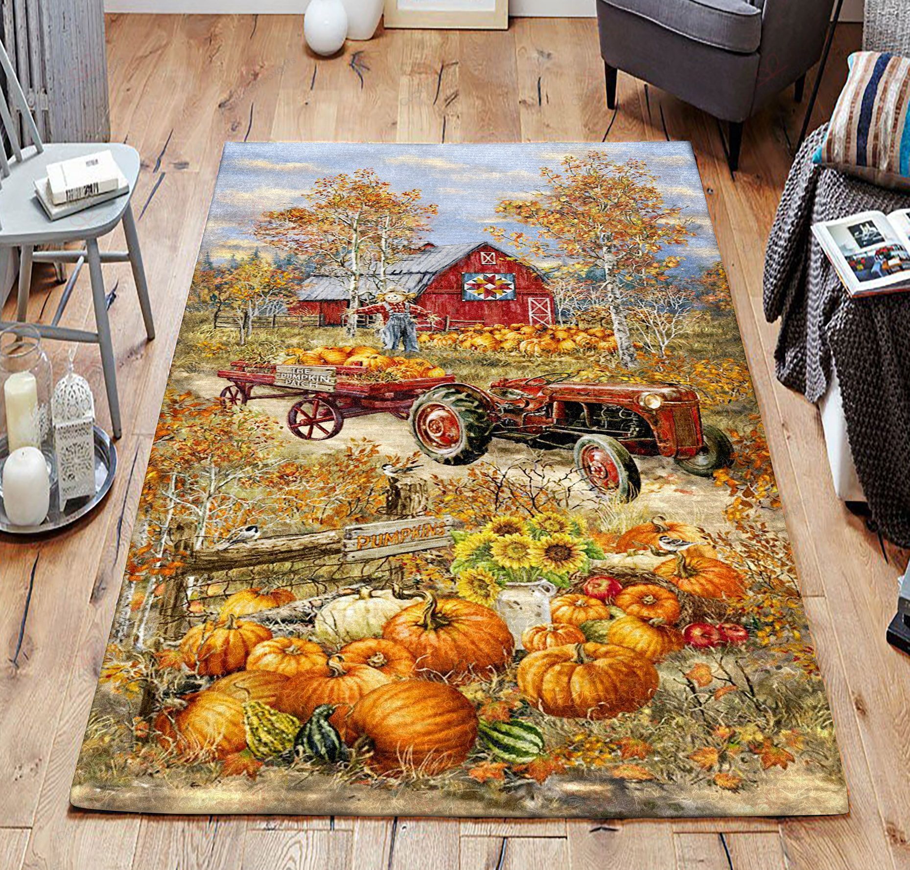 Autumn Fall Red Barn Pumpkin Rug Sport Decor Gift Floor Decor Living Room Carpet Rug Area Rug - d7062db30bfa Autumn Fall Red Barn Pumpkin Rug Sport Decor Gift Floor Decor Living Room Carpet Rug Area Rug - d7062db30bfa