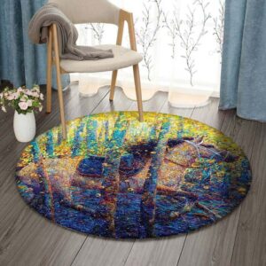 Autumn Forest Horse Round Carpet Floor Rug Living Room Bedroom Decor Round Area Rug Carpet