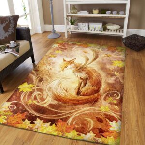 Autumn Fox Watercolor Rug Sport Decor Gift Floor Decor Living Room Carpet Rug Area Rug - 968a2d409264