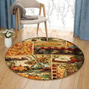 Autumn Round Carpet Floor Rug Living Room Bedroom Decor Round Area Rug Carpet