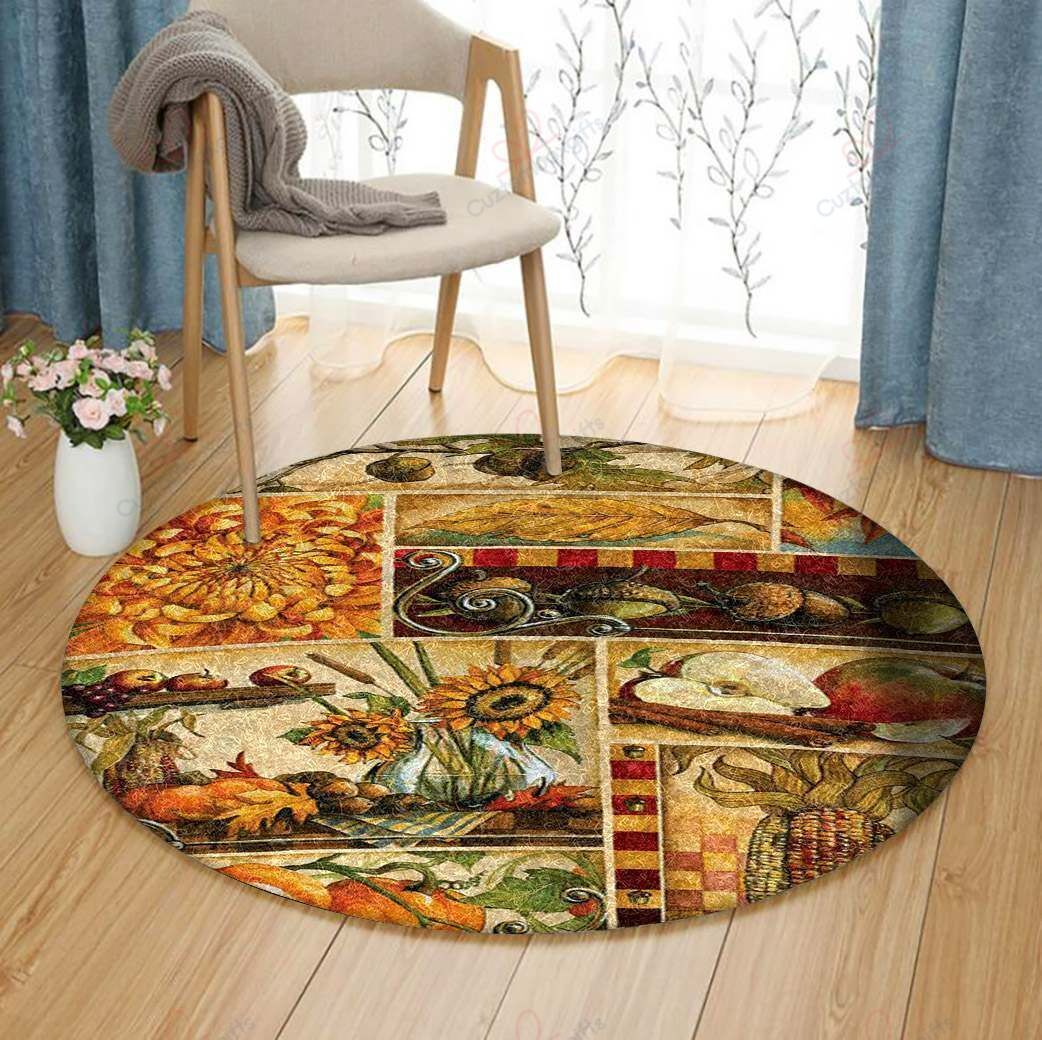Autumn Round Carpet Floor Rug Living Room Bedroom Decor Round Area Rug Carpet Autumn Round Carpet Floor Rug Living Room Bedroom Decor Round Area Rug Carpet