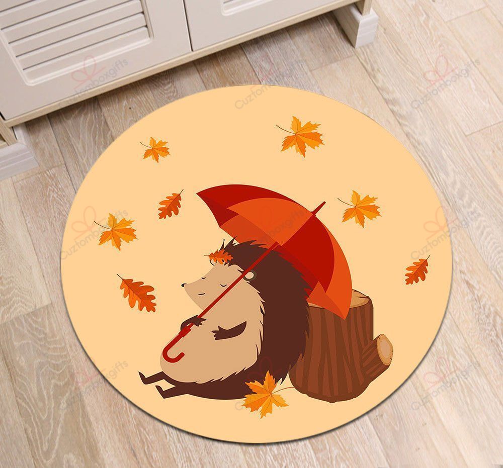 Autumn Leaves Tree Stump Hedgehog Round Carpet Floor Rug Living Room Bedroom Decor Round Area Rug Carpet Autumn Leaves Tree Stump Hedgehog Round Carpet Floor Rug Living Room Bedroom Decor Round Area Rug Carpet
