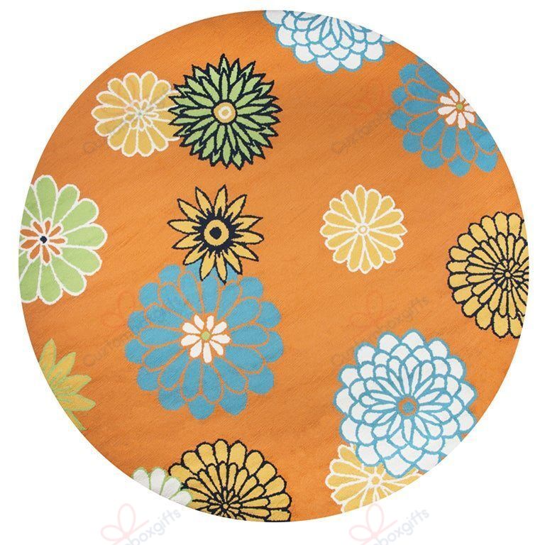Azzura Hill Orange Floral Round Carpet Floor Rug Living Room Bedroom Decor Round Area Rug Carpet Azzura Hill Orange Floral Round Carpet Floor Rug Living Room Bedroom Decor Round Area Rug Carpet