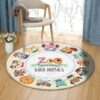 Baby Animals Round Carpet Floor Rug Living Room Bedroom Decor Round Area Rug Carpet