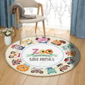 Baby Animals Round Carpet Floor Rug Living Room Bedroom Decor Round Area Rug Carpet