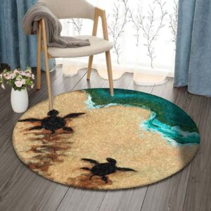 Baby Turtle Round Carpet Floor Rug Living Room Bedroom Decor Round Area Rug Carpet