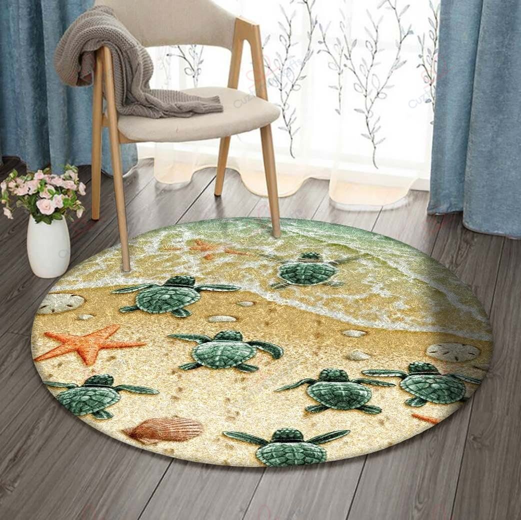 Baby Turtles On The Beach Round Carpet Floor Rug Living Room Bedroom Decor Round Area Rug Carpet Baby Turtles On The Beach Round Carpet Floor Rug Living Room Bedroom Decor Round Area Rug Carpet