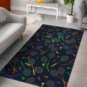 Badminton Colorful Pattern Rug Sport Decor Gift Floor Decor Living Room Carpet Rug Area Rug - 6b2b94b0389a