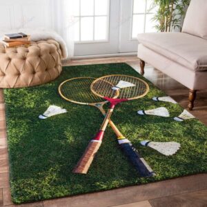 Badminton Grass Rug Sport Decor Gift Floor Decor Living Room Carpet Rug Area Rug - 5623835b306f