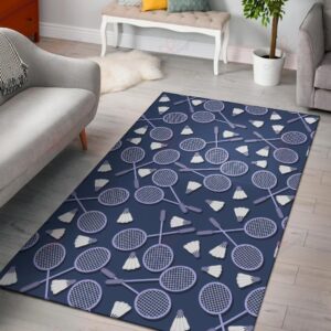 Badminton Pattern Rug Sport Decor Gift Floor Decor Living Room Carpet Rug Area Rug - e76a53c20e54