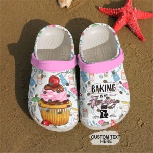 Baking Is My Therapy Sku 53 Crocs Crocband Clog Comfortable For Mens Womens Classic Clog Water Shoes