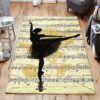 Ballerina Dancing On Vintage Music Paper Rug Sport Decor Gift Floor Decor Living Room Carpet Rug Area Rug - e958ecf153da