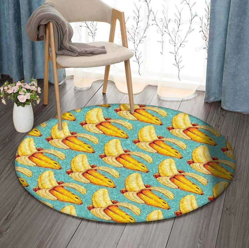 Banana Pattern Round Carpet Floor Rug Living Room Bedroom Decor Round Area Rug Carpet Banana Pattern Round Carpet Floor Rug Living Room Bedroom Decor Round Area Rug Carpet