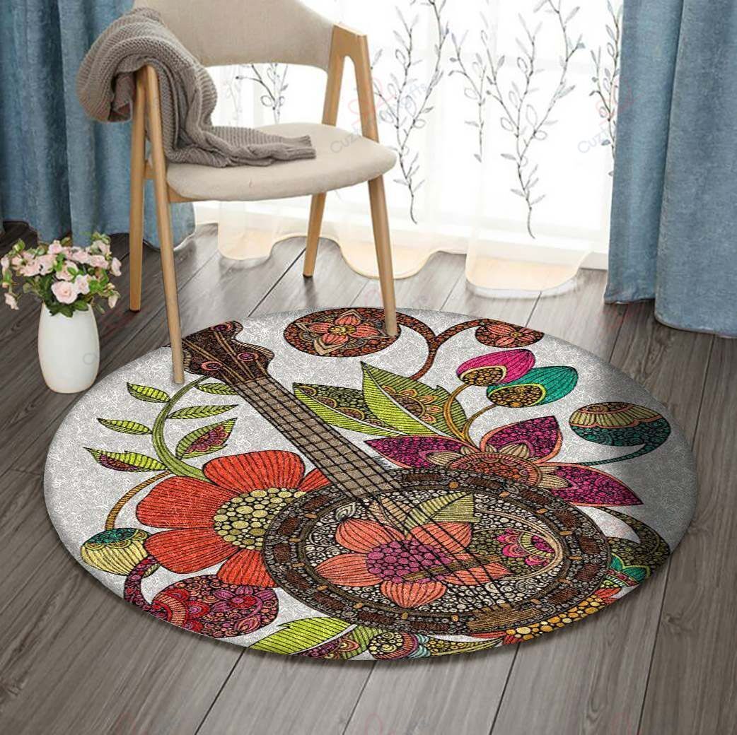 Banjo Round Carpet Floor Rug Living Room Bedroom Decor Round Area Rug Carpet Banjo Round Carpet Floor Rug Living Room Bedroom Decor Round Area Rug Carpet