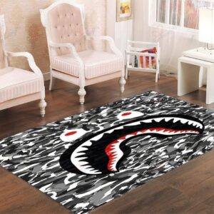 Bape Shark Black Army Pattern Rug Sport Decor Gift Floor Decor Living Room Carpet Rug Area Rug - 2e1052bdbbd6