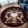 Baphomet Skull Round Carpet Floor Rug Living Room Bedroom Decor Round Area Rug Carpet