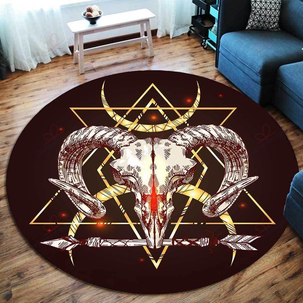 Baphomet Skull Round Carpet Floor Rug Living Room Bedroom Decor Round Area Rug Carpet Baphomet Skull Round Carpet Floor Rug Living Room Bedroom Decor Round Area Rug Carpet