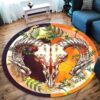Baphomet Skull Round Carpet Floor Rug Living Room Bedroom Decor Round Area Rug Carpet