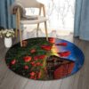 Barn In Poppies Debra And Dave Vanderlaan Round Carpet Floor Rug Living Room Bedroom Decor Round Area Rug Carpet