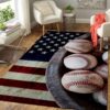 Baseball Ball On American Flag Rug Sport Decor Gift Floor Decor Living Room Carpet Rug Area Rug - 0b6d94b1a02e