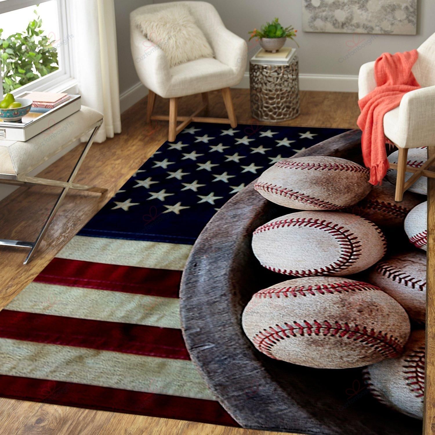 Baseball Ball On American Flag Rug Sport Decor Gift Floor Decor Living Room Carpet Rug Area Rug - 0b6d94b1a02e Baseball Ball On American Flag Rug Sport Decor Gift Floor Decor Living Room Carpet Rug Area Rug - 0b6d94b1a02e